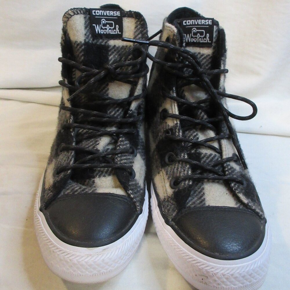 COLLECTIBLE~RARE~WOOLRICH CONVERSE ALL STAR HIGH TOPS~PLAID WOOL & LEATHER